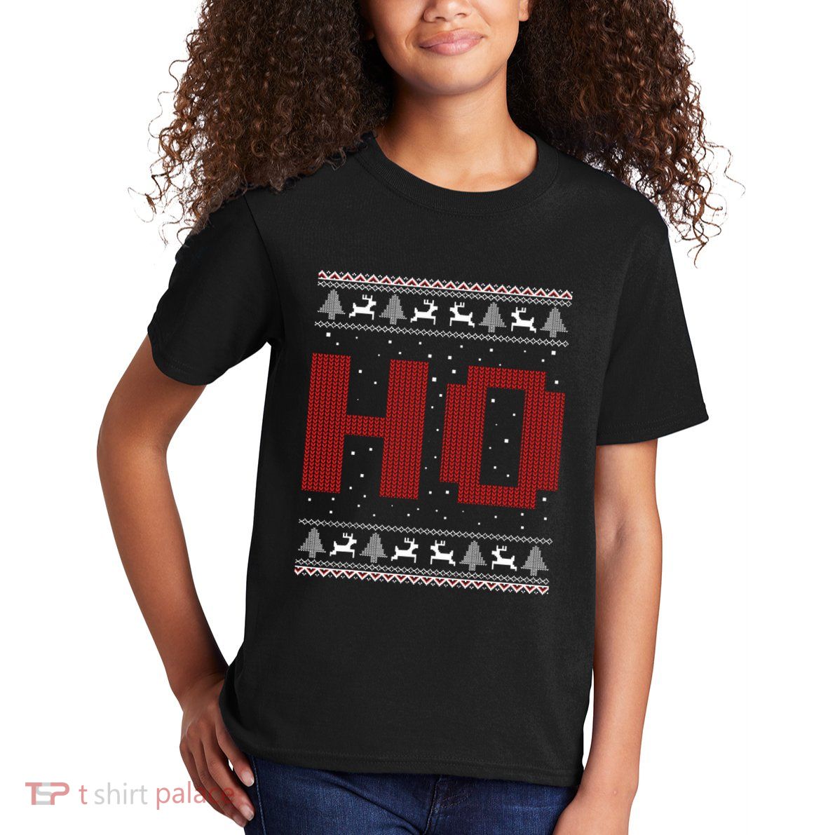 Where My HoS At Ho Matching Couple Santa Ugly Christmas Kids T-Shirt
