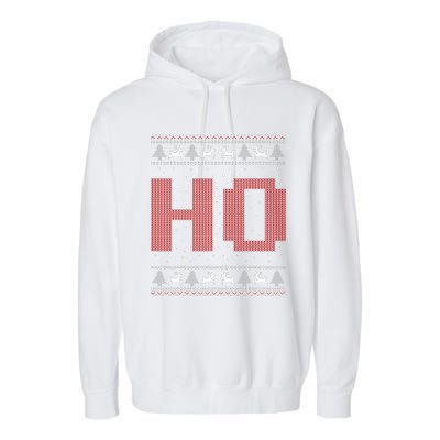 Where My HoS At Ho Matching Couple Santa Ugly Christmas Garment-Dyed Fleece Hoodie