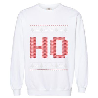 Where My HoS At Ho Matching Couple Santa Ugly Christmas Garment-Dyed Sweatshirt