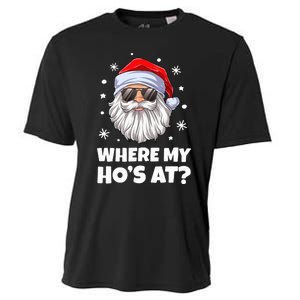 Where My Ho's At Funny Christmas Santa Inappropriate Cooling Performance Crew T-Shirt