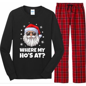 Where My Ho's At Funny Christmas Santa Inappropriate Long Sleeve Pajama Set