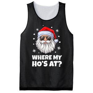 Where My Ho's At Funny Christmas Santa Inappropriate Mesh Reversible Basketball Jersey Tank