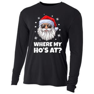 Where My Ho's At Funny Christmas Santa Inappropriate Cooling Performance Long Sleeve Crew