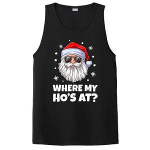 Where My Ho's At Funny Christmas Santa Inappropriate PosiCharge Competitor Tank