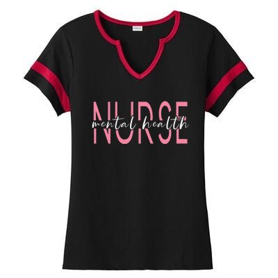 Wo Mental Health Nurse Therapist Awareness Ladies Halftime Notch Neck Tee