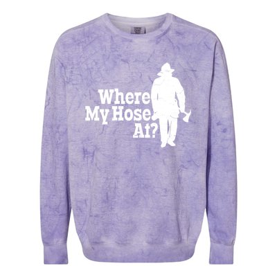 Where My Hose At? Firefighter Design Cool Gift Colorblast Crewneck Sweatshirt