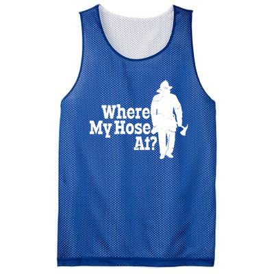 Where My Hose At? Firefighter Design Cool Gift Mesh Reversible Basketball Jersey Tank