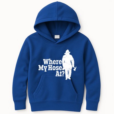 Where My Hose At? Firefighter Design Cool Gift Kids Hoodie