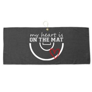 Wrestling My Heart Is On Mat Mom Wrestle Cricut Large Microfiber Waffle Golf Towel