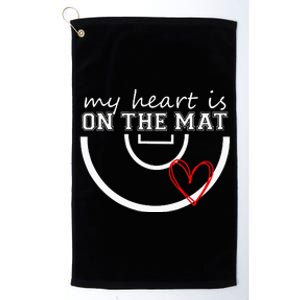 Wrestling My Heart Is On Mat Mom Wrestle Cricut Platinum Collection Golf Towel