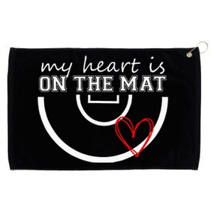 Wrestling My Heart Is On Mat Mom Wrestle Cricut Grommeted Golf Towel