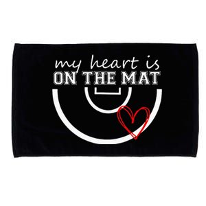 Wrestling My Heart Is On Mat Mom Wrestle Cricut Microfiber Hand Towel