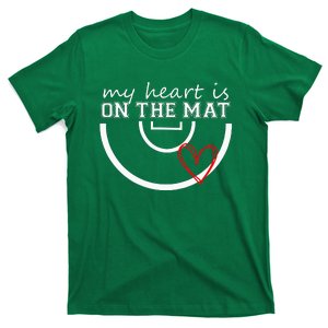 Wrestling My Heart Is On Mat Mom Wrestle Cricut T-Shirt