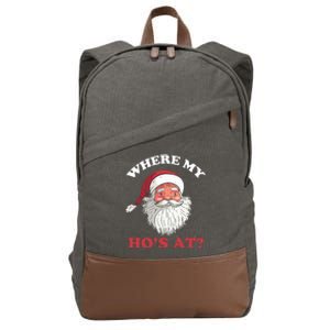 Where My Hos At Christmas Santa Adult Humor Funny Xmas Gift Cotton Canvas Backpack