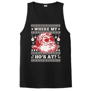 Where My HoS At Funny Ugly Christmas Santa Claus Cute Gift PosiCharge Competitor Tank