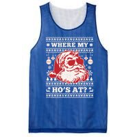 Where My HoS At Funny Ugly Christmas Santa Claus Cute Gift Mesh Reversible Basketball Jersey Tank