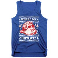 Where My HoS At Funny Ugly Christmas Santa Claus Cute Gift Tank Top