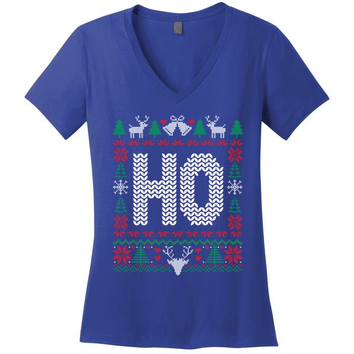 Where My HoS At Ho Matching Couple Christmas Ugly Cute Gift Women's V-Neck T-Shirt