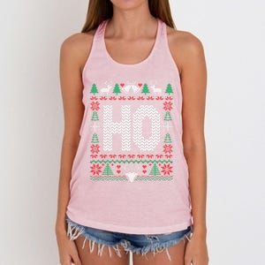 Where My HoS At Ho Matching Couple Christmas Ugly Cute Gift Women's Knotted Racerback Tank