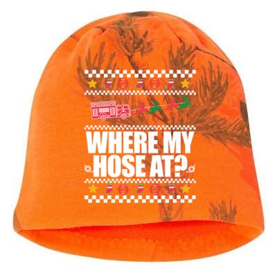 Where My Hose At? Firefighter Ugly Christmas Sweater Meme Gift Kati - Camo Knit Beanie