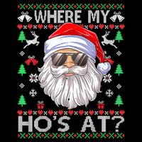 Where My Hos At Christmas Santa Adult Humor Funny Santa Ugly Drawstring Bag