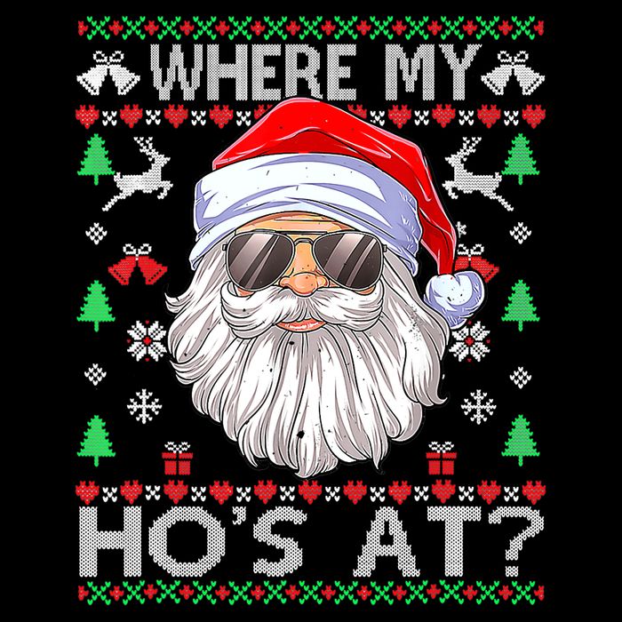 Where My Hos At Christmas Santa Adult Humor Funny Santa Ugly Drawstring Bag
