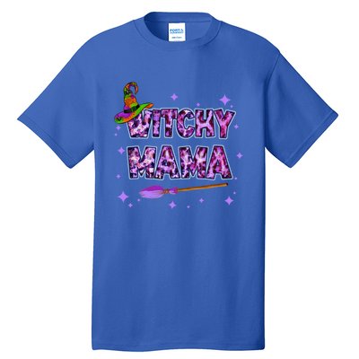 Witchy Mama Halloween Leopard Funny Witch Mom Spooky Gift Tall T-Shirt