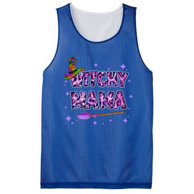 Witchy Mama Halloween Leopard Funny Witch Mom Spooky Gift Mesh Reversible Basketball Jersey Tank