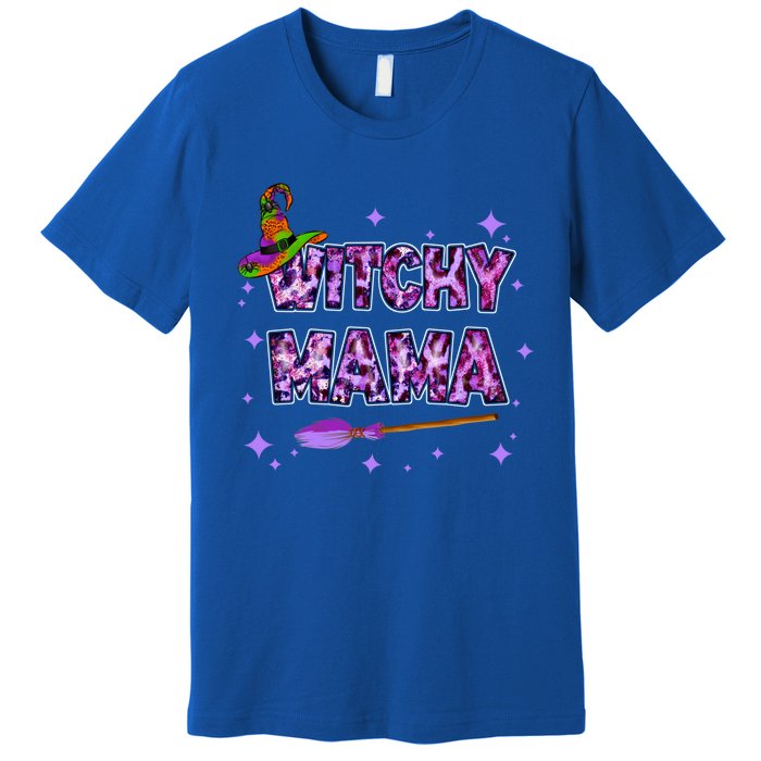 Witchy Mama Halloween Leopard Funny Witch Mom Spooky Gift Premium T-Shirt