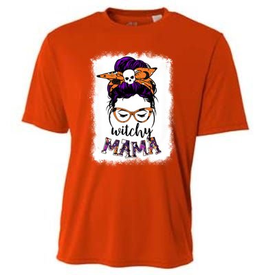 Witchy Mama Halloween Messy Bun Hair Witch Mom Spooky Gift Cooling Performance Crew T-Shirt