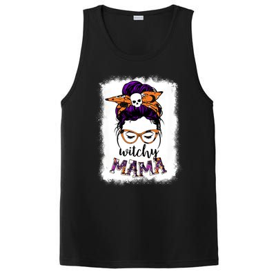 Witchy Mama Halloween Messy Bun Hair Witch Mom Spooky Gift PosiCharge Competitor Tank