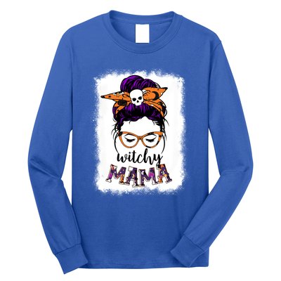 Witchy Mama Halloween Messy Bun Hair Witch Mom Spooky Gift Long Sleeve Shirt