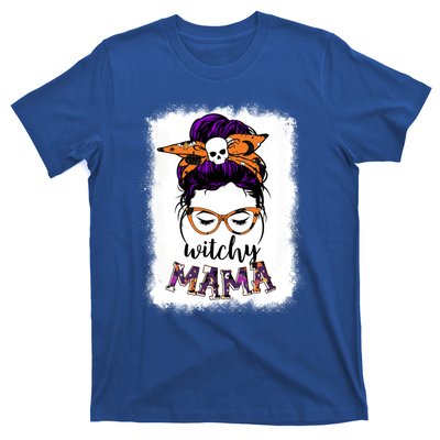 Witchy Mama Halloween Messy Bun Hair Witch Mom Spooky Gift T-Shirt