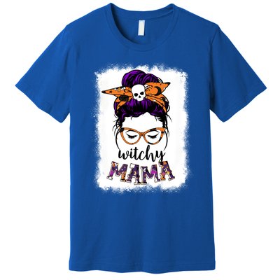 Witchy Mama Halloween Messy Bun Hair Witch Mom Spooky Gift Premium T-Shirt