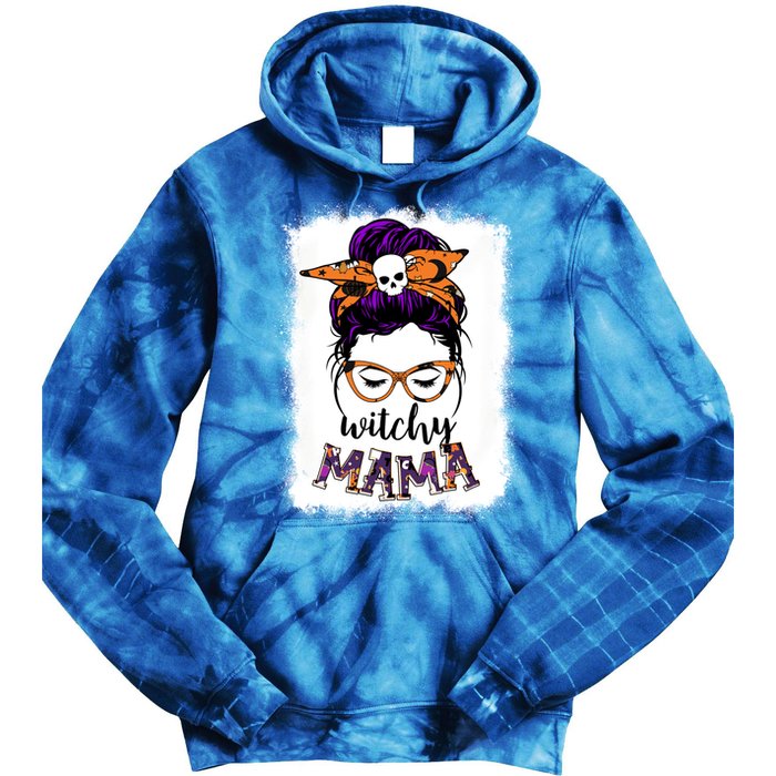 Witchy Mama Halloween Messy Bun Hair Witch Mom Spooky Gift Tie Dye Hoodie