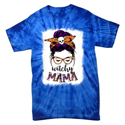 Witchy Mama Halloween Messy Bun Hair Witch Mom Spooky Gift Tie-Dye T-Shirt