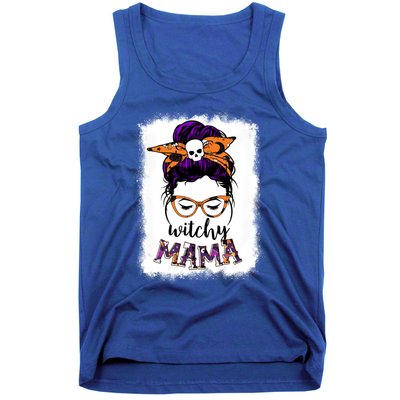 Witchy Mama Halloween Messy Bun Hair Witch Mom Spooky Gift Tank Top