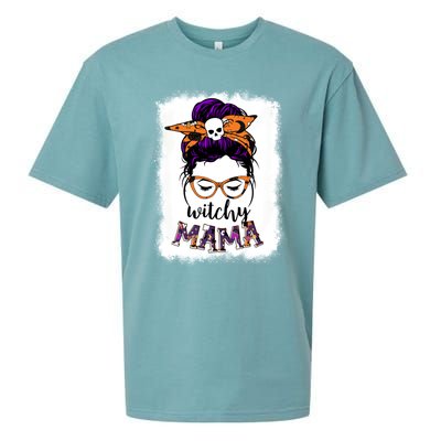 Witchy Mama Halloween Messy Bun Hair Witch Mom Spooky Gift Sueded Cloud Jersey T-Shirt