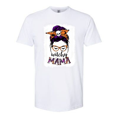 Witchy Mama Halloween Messy Bun Hair Witch Mom Spooky Gift Softstyle CVC T-Shirt