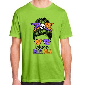 Witchy Mama Halloween Skull Witch Mom Messy Bun Spooky Great Gift Adult ChromaSoft Performance T-Shirt