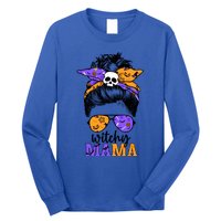 Witchy Mama Halloween Skull Witch Mom Messy Bun Spooky Great Gift Long Sleeve Shirt