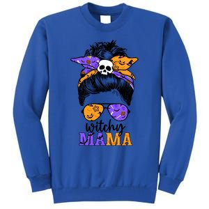 Witchy Mama Halloween Skull Witch Mom Messy Bun Spooky Great Gift Sweatshirt