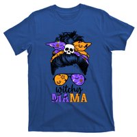 Witchy Mama Halloween Skull Witch Mom Messy Bun Spooky Great Gift T-Shirt