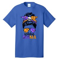 Witchy Mama Halloween Skull Witch Mom Messy Bun Spooky Great Gift Tall T-Shirt