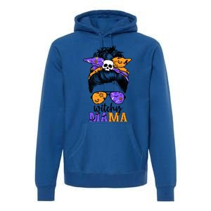 Witchy Mama Halloween Skull Witch Mom Messy Bun Spooky Great Gift Premium Hoodie