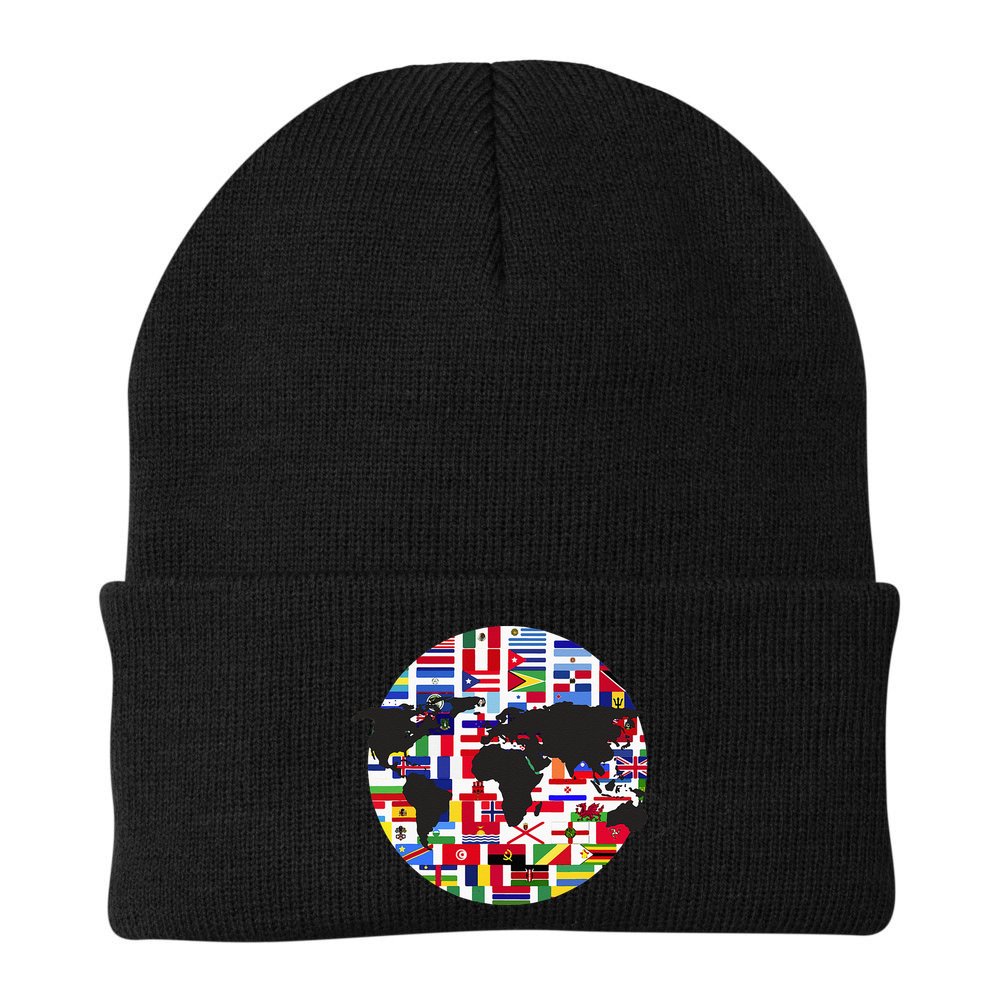 World Map International Country Flags Traveling World Flags Beanie