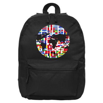 World Map International Country Flags Traveling World Flags 16 in Basic Backpack