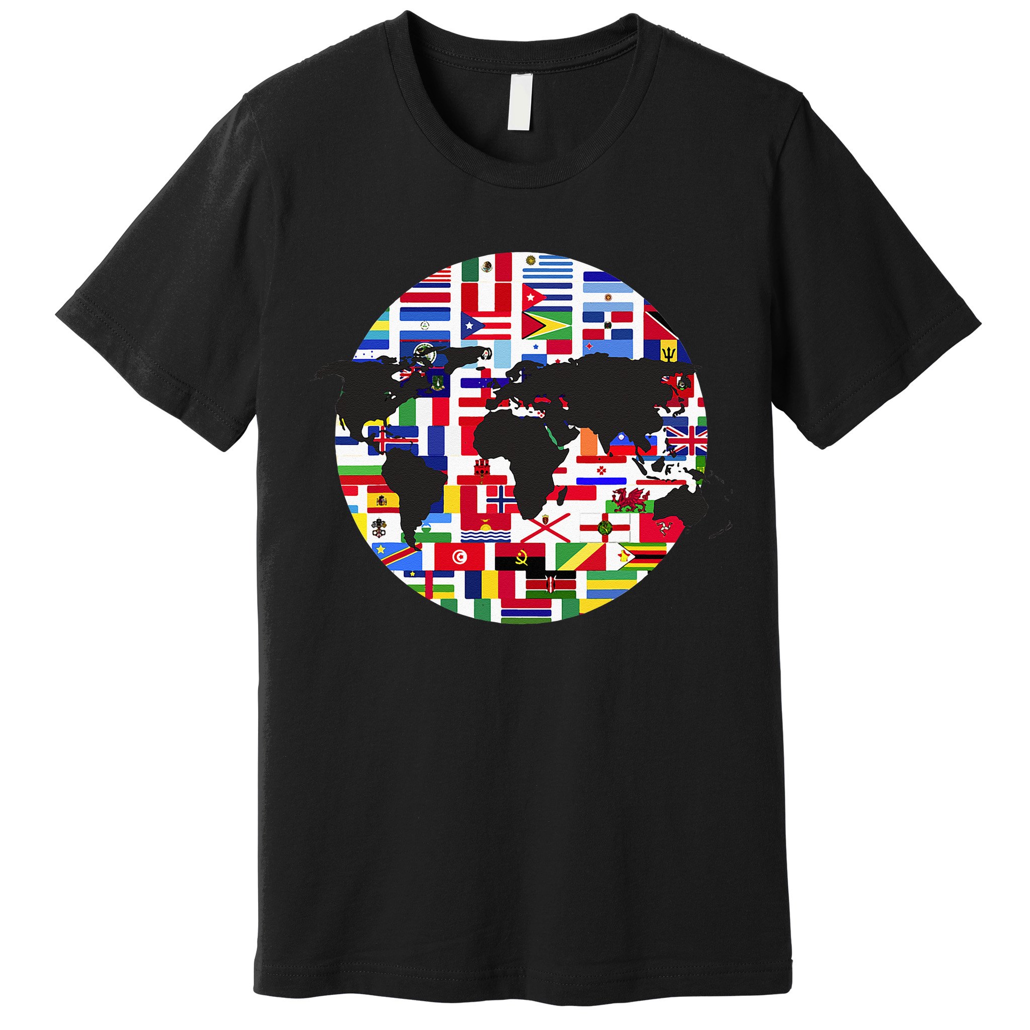 World Map International Country Flags Traveling World Flags Premium T-Shirt