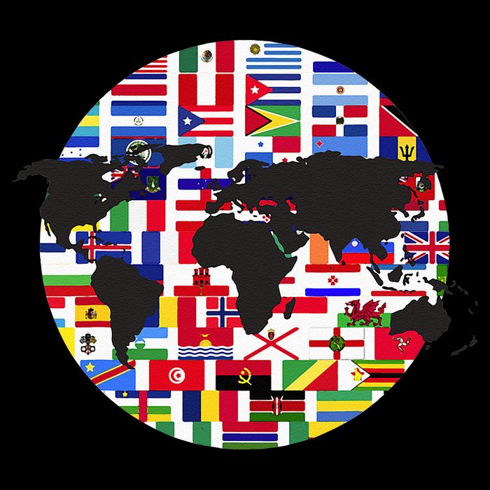 World Map International Country Flags Traveling World Flags Premium T-Shirt