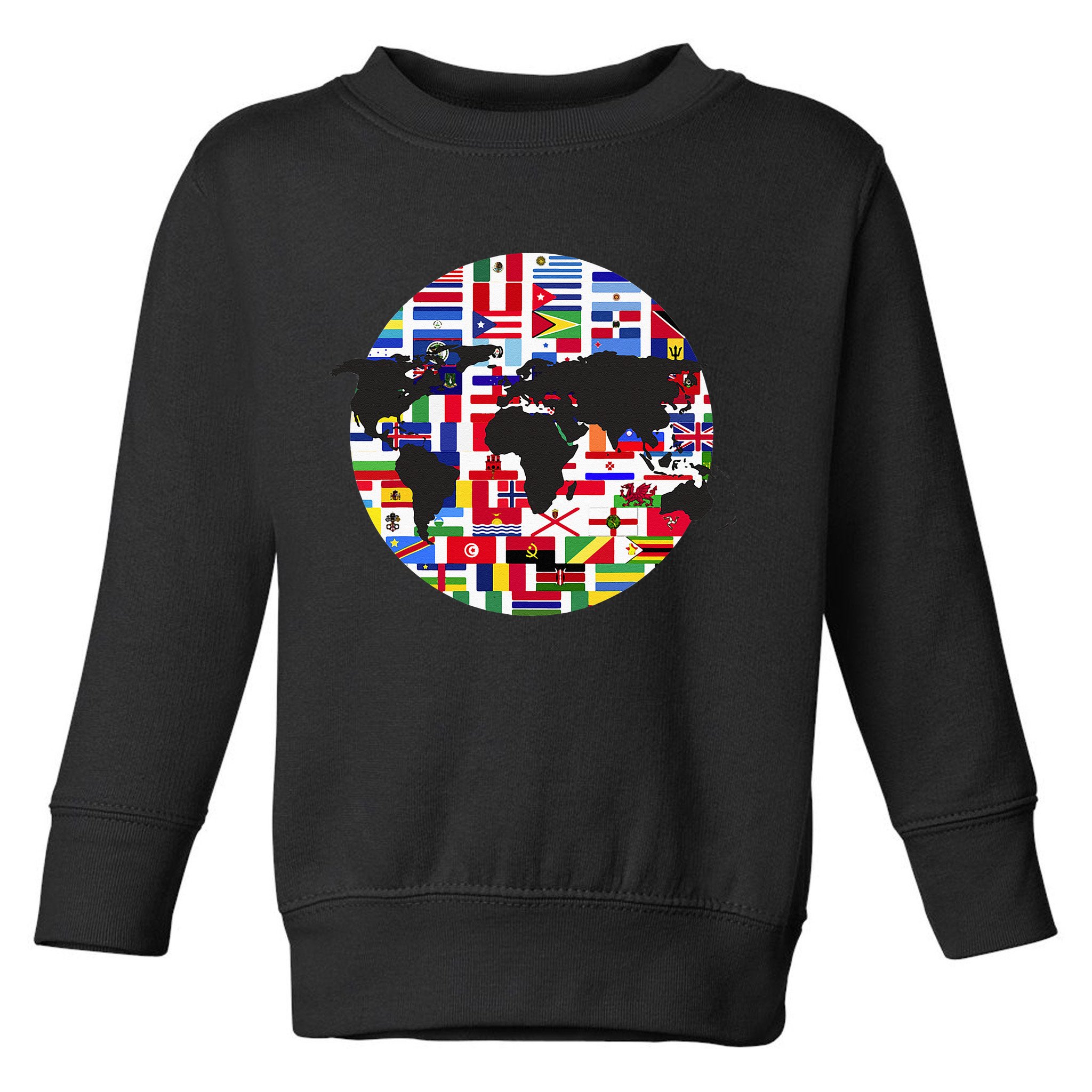 World Map International Country Flags Traveling World Flags Toddler Sweatshirt